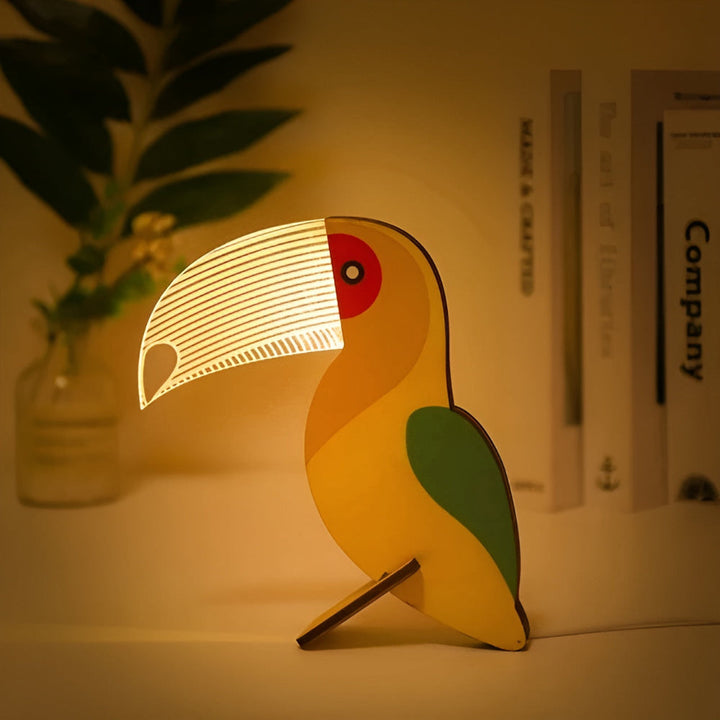 LumiZoo: Lampada da tavolo per bambini in legno con luce notturna LED e adorabili motivi animali – per camerette e stanze per neonati