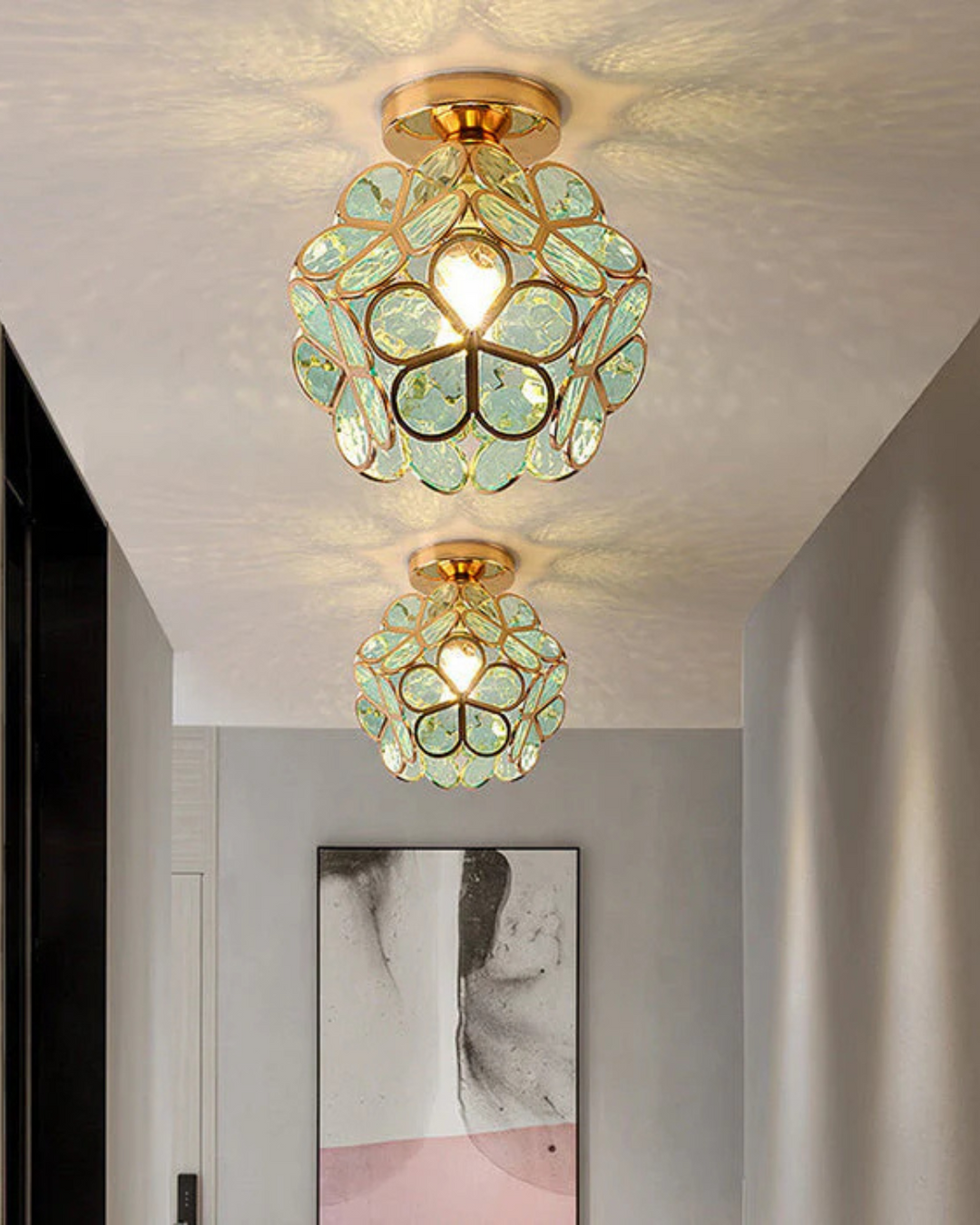 LuminaFiore: Lampada da soffitto LED moderna con forma di fiore in acrilico e luce ambientale calda – per corridoio e camera da letto