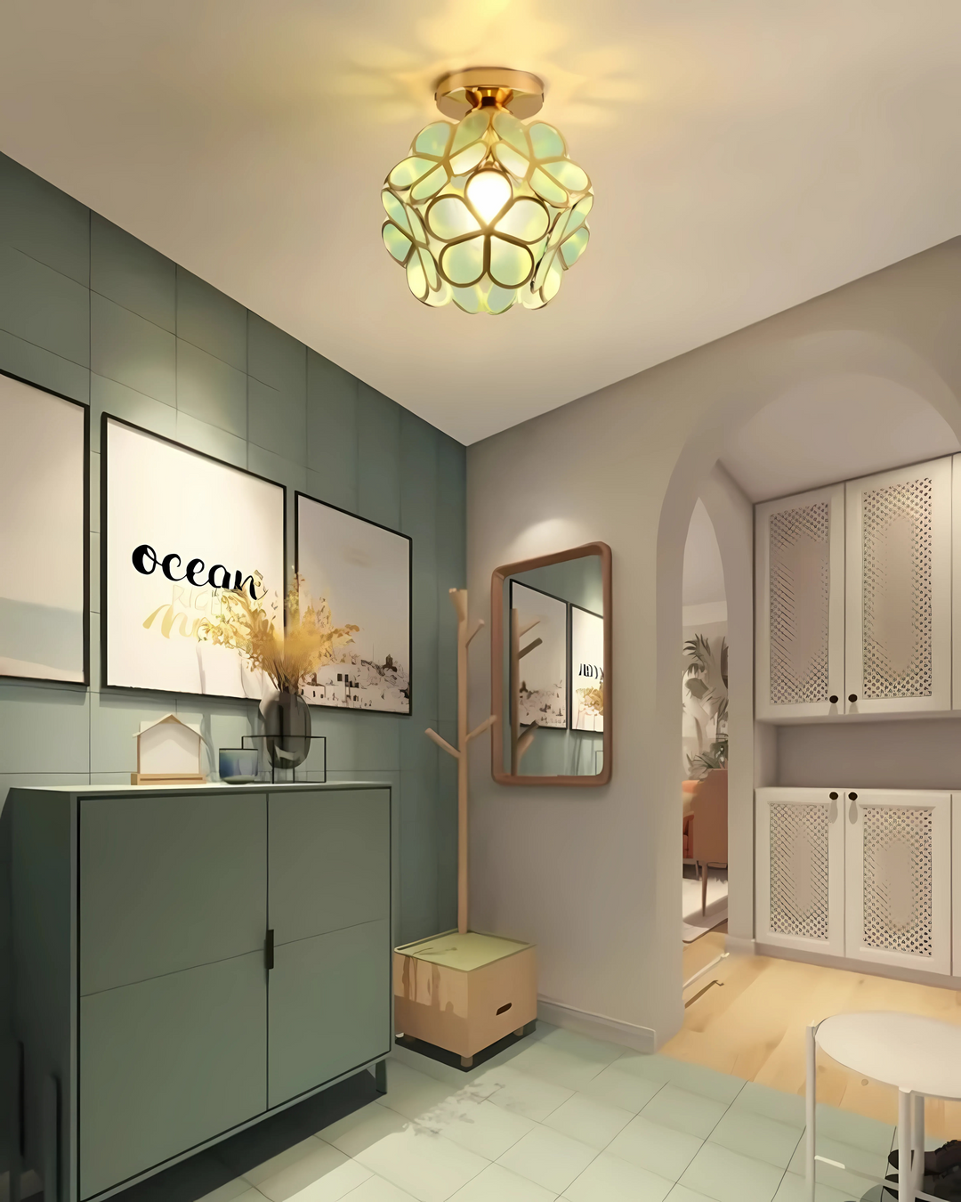LuminaFiore: Lampada da soffitto LED moderna con forma di fiore in acrilico e luce ambientale calda – per corridoio e camera da letto