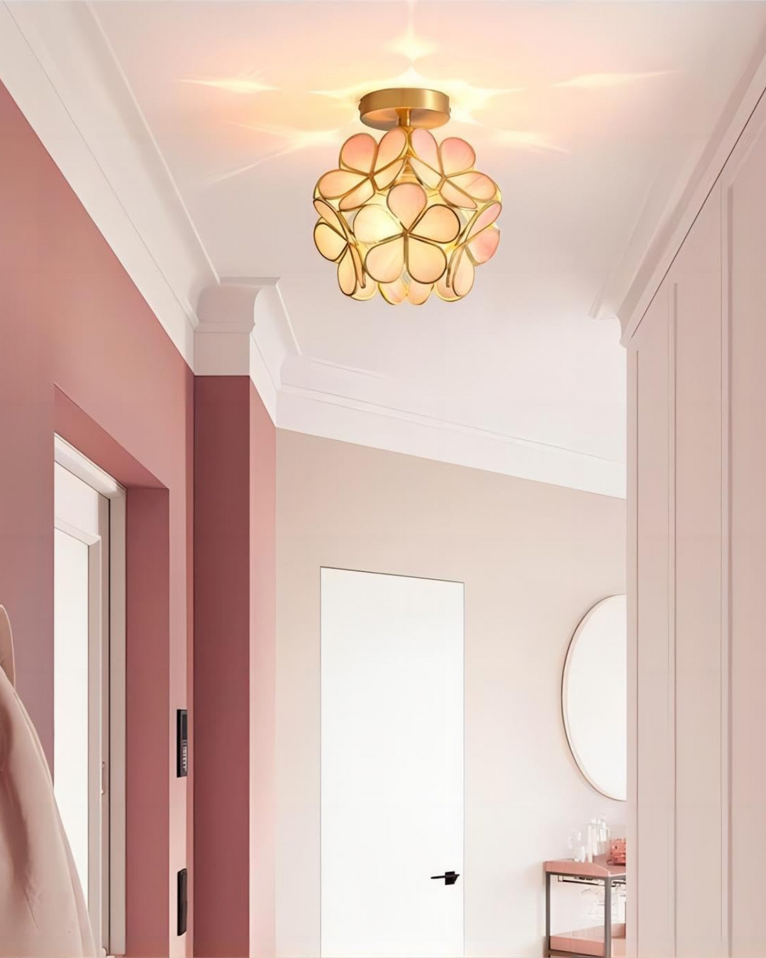 LuminaFiore: Lampada da soffitto LED moderna con forma di fiore in acrilico e luce ambientale calda – per corridoio e camera da letto