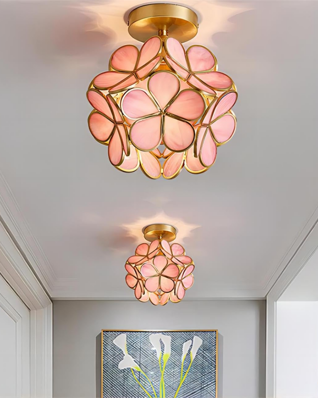 LuminaFiore: Lampada da soffitto LED moderna con forma di fiore in acrilico e luce ambientale calda – per corridoio e camera da letto
