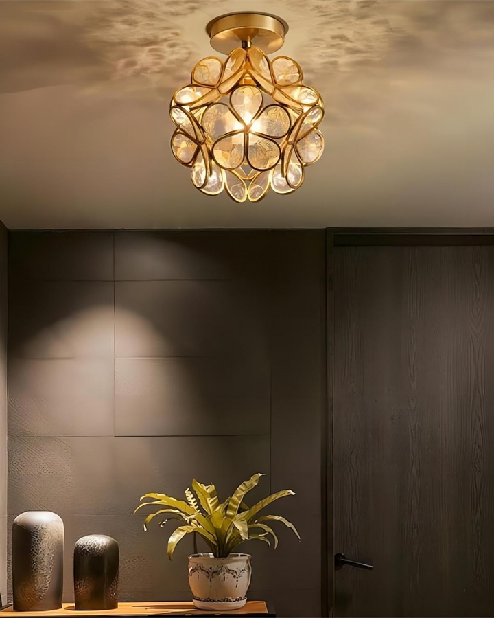 LuminaFiore: Lampada da soffitto LED moderna con forma di fiore in acrilico e luce ambientale calda – per corridoio e camera da letto