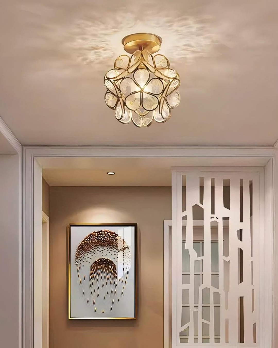 LuminaFiore: Lampada da soffitto LED moderna con forma di fiore in acrilico e luce ambientale calda – per corridoio e camera da letto