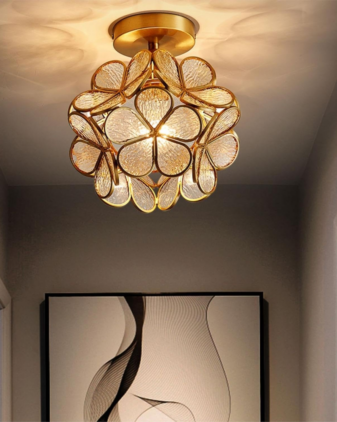 LuminaFiore: Lampada da soffitto LED moderna con forma di fiore in acrilico e luce ambientale calda – per corridoio e camera da letto