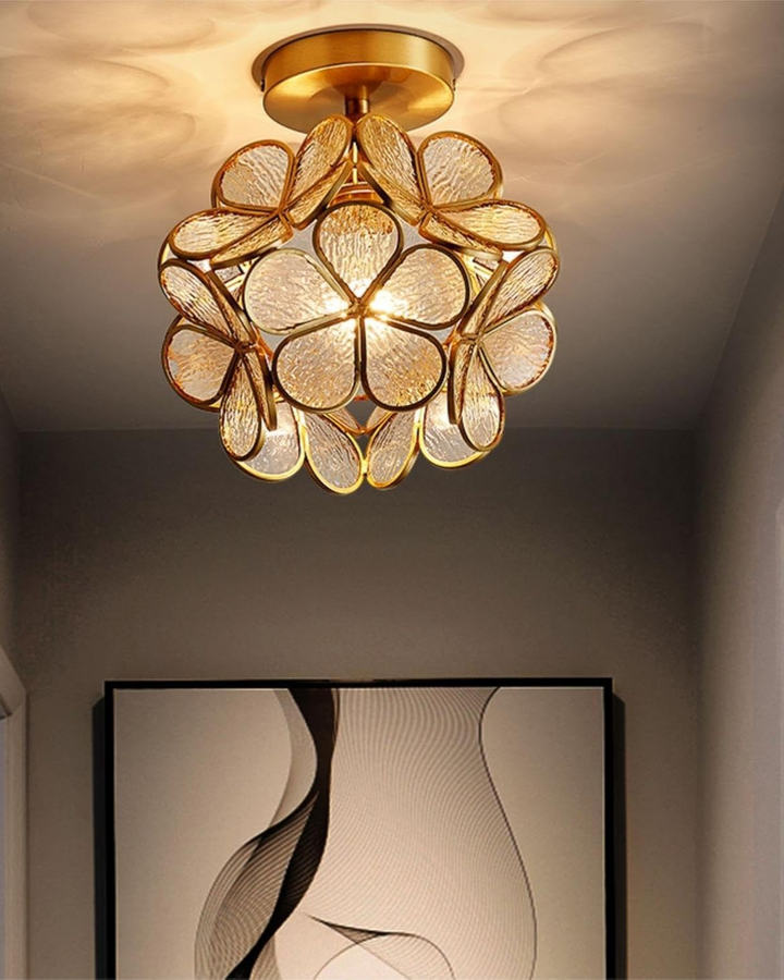 LuminaFiore: Lampada da soffitto LED moderna con forma di fiore in acrilico e luce ambientale calda – per corridoio e camera da letto