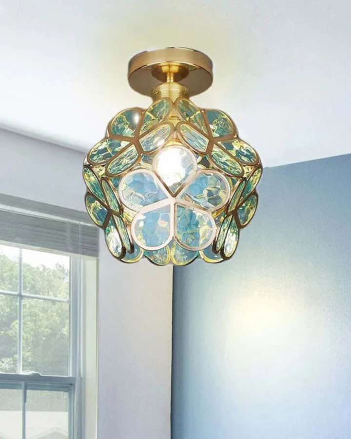 LuminaFiore: Lampada da soffitto LED moderna con forma di fiore in acrilico e luce ambientale calda – per corridoio e camera da letto