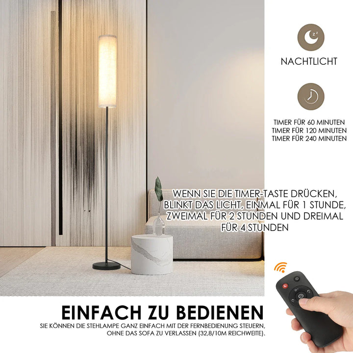 LumiveloLux: Lampada da terra LED scandinava con luminosità dimmerabile e telecomando – per soggiorno e camera da letto