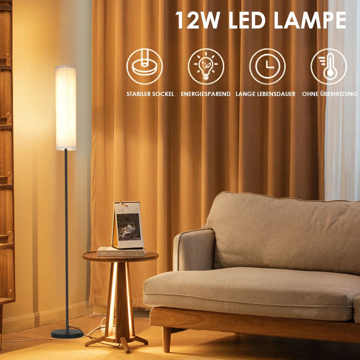 LumiveloLux: Lampada da terra LED scandinava con luminosità dimmerabile e telecomando – per soggiorno e camera da letto