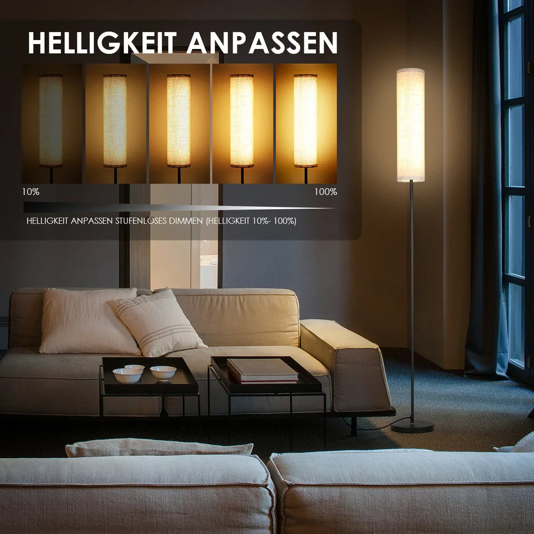 LumiveloLux: Lampada da terra LED scandinava con luminosità dimmerabile e telecomando – per soggiorno e camera da letto