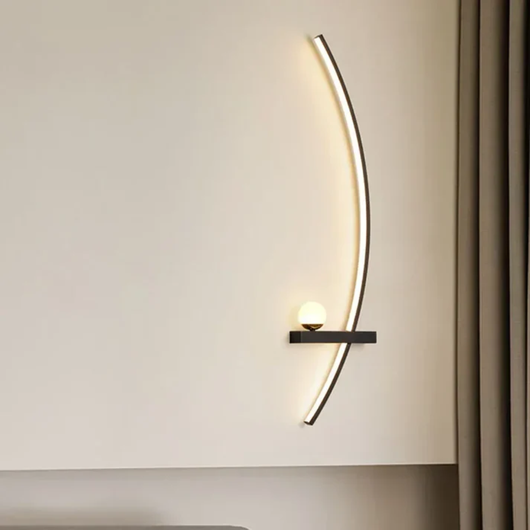 LumoArc: Elegante applique LED in ottone curvato 2 fiamme minimalista – ideale per soggiorno e studio