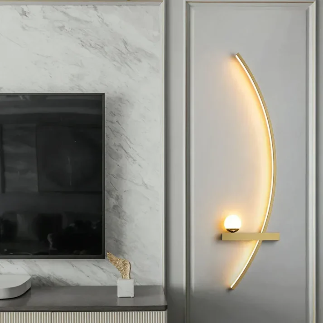 LumoArc: Elegante applique LED in ottone curvato 2 fiamme minimalista – ideale per soggiorno e studio
