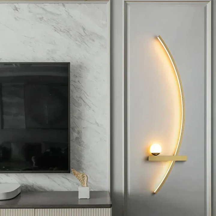LumoArc: Elegante applique LED in ottone curvato 2 fiamme minimalista – ideale per soggiorno e studio