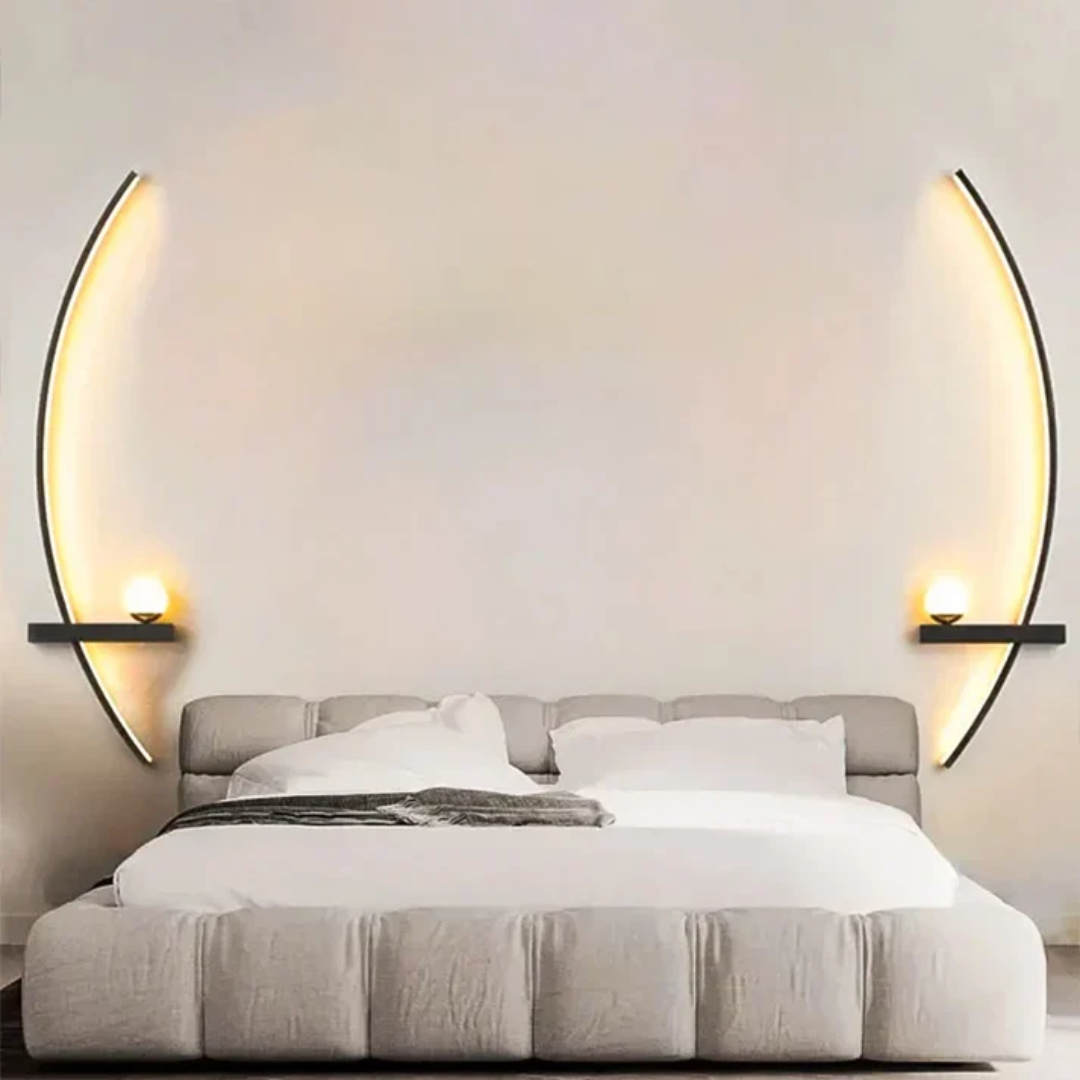 LumoArc: Elegante applique LED in ottone curvato 2 fiamme minimalista – ideale per soggiorno e studio