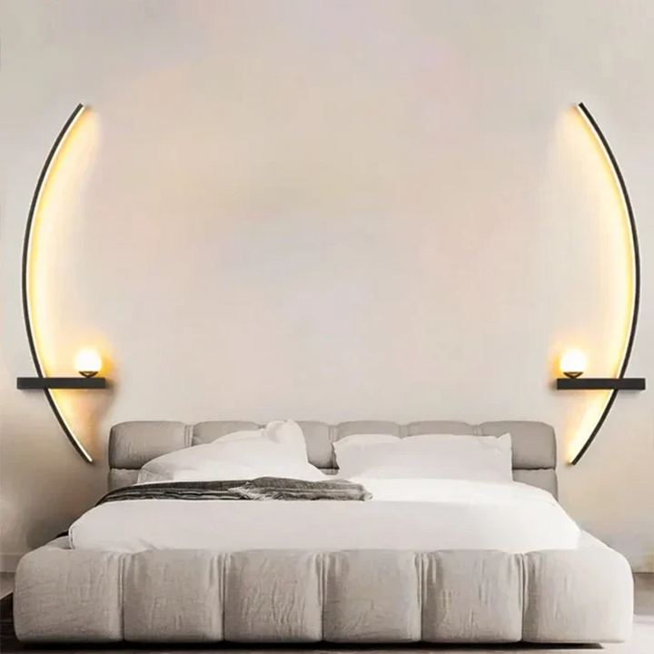 LumoArc: Elegante applique LED in ottone curvato 2 fiamme minimalista – ideale per soggiorno e studio