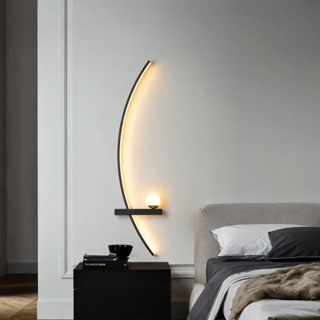 LumoArc: Elegante applique LED in ottone curvato 2 fiamme minimalista – ideale per soggiorno e studio