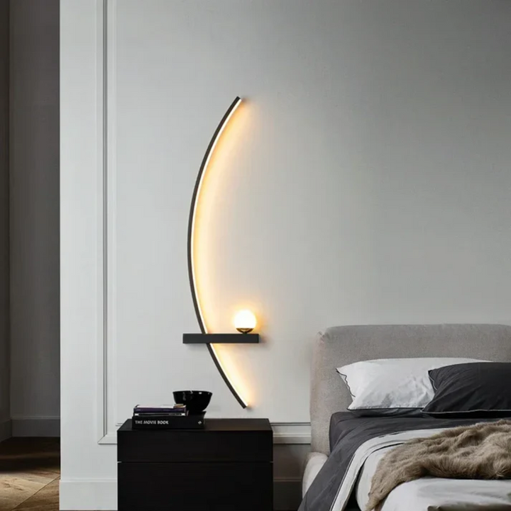 LumoArc: Elegante applique LED in ottone curvato 2 fiamme minimalista – ideale per soggiorno e studio