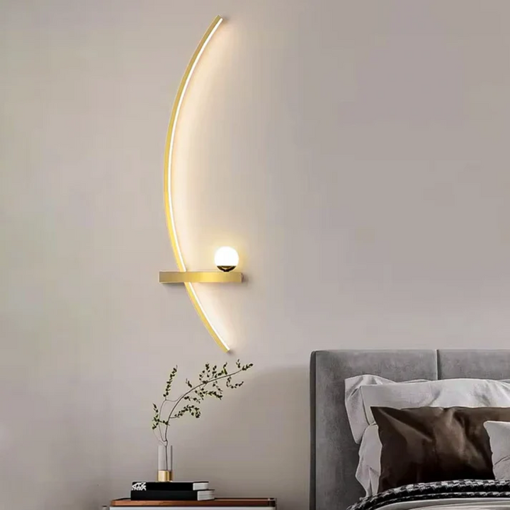 LumoArc: Elegante applique LED in ottone curvato 2 fiamme minimalista – ideale per soggiorno e studio