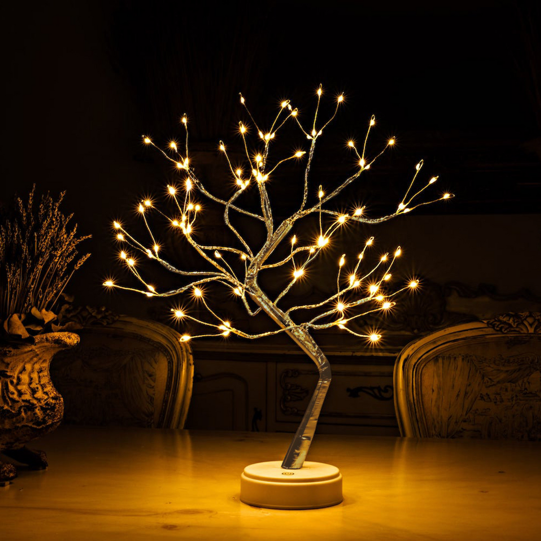LumoBaum: Lampada albero di luci LED – Lampada da tavolo decorativa senza fili con batteria