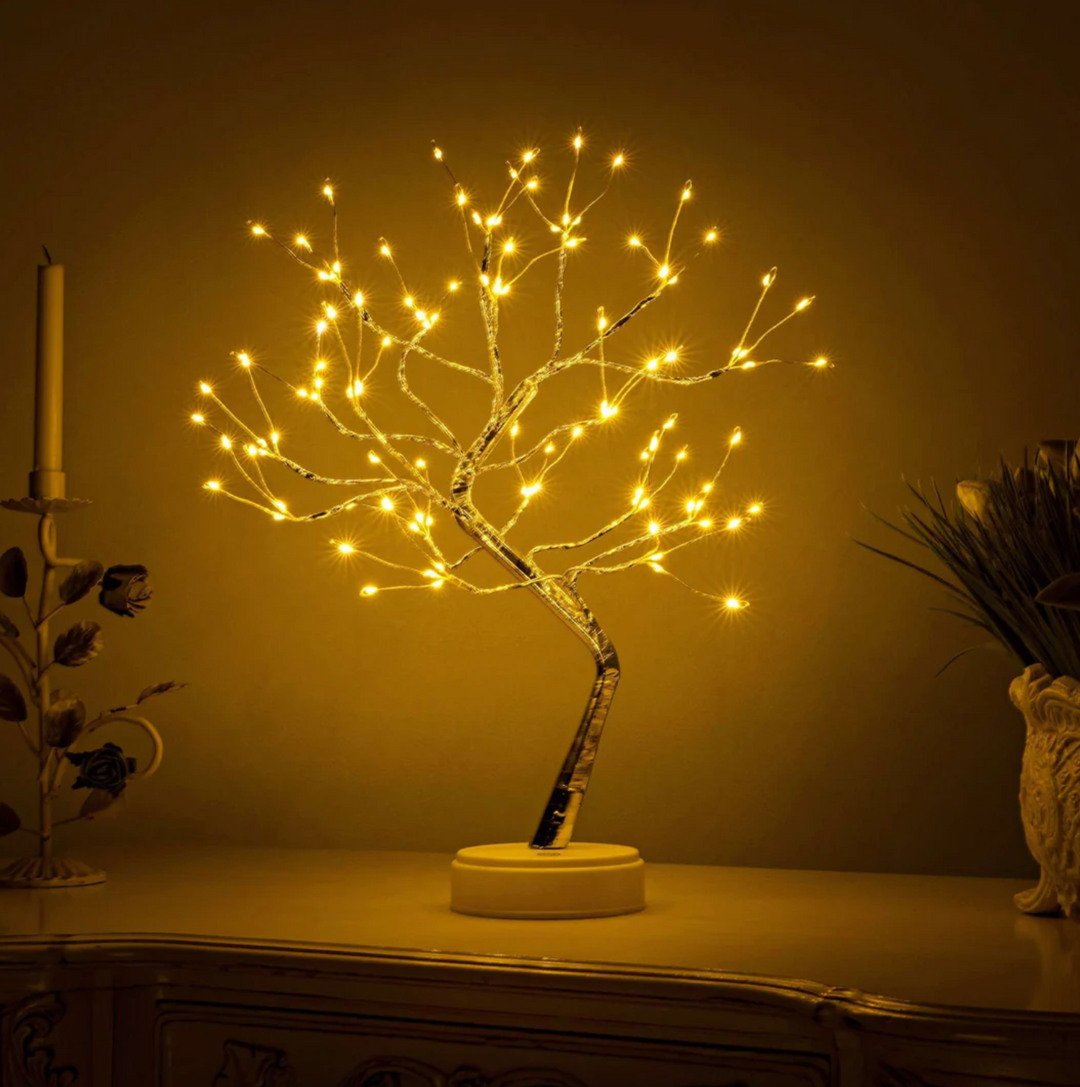 LumoBaum: Lampada albero di luci LED – Lampada da tavolo decorativa senza fili con batteria