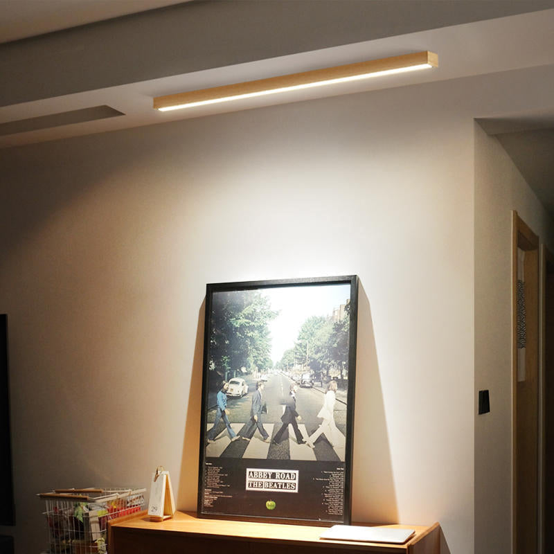 LumoLine: Moderna Lampada da Soffitto LED in Legno – 3 Modalità di Colore per Camera da Letto e Soggiorno