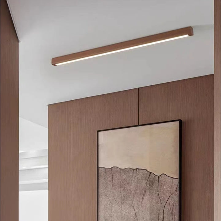 LumoLine: Moderna Lampada da Soffitto LED in Legno – 3 Modalità di Colore per Camera da Letto e Soggiorno