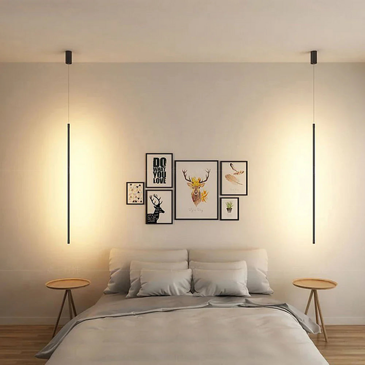LumoLinea: Sottile lampada a sospensione LED in alluminio – per sala da pranzo e cucina