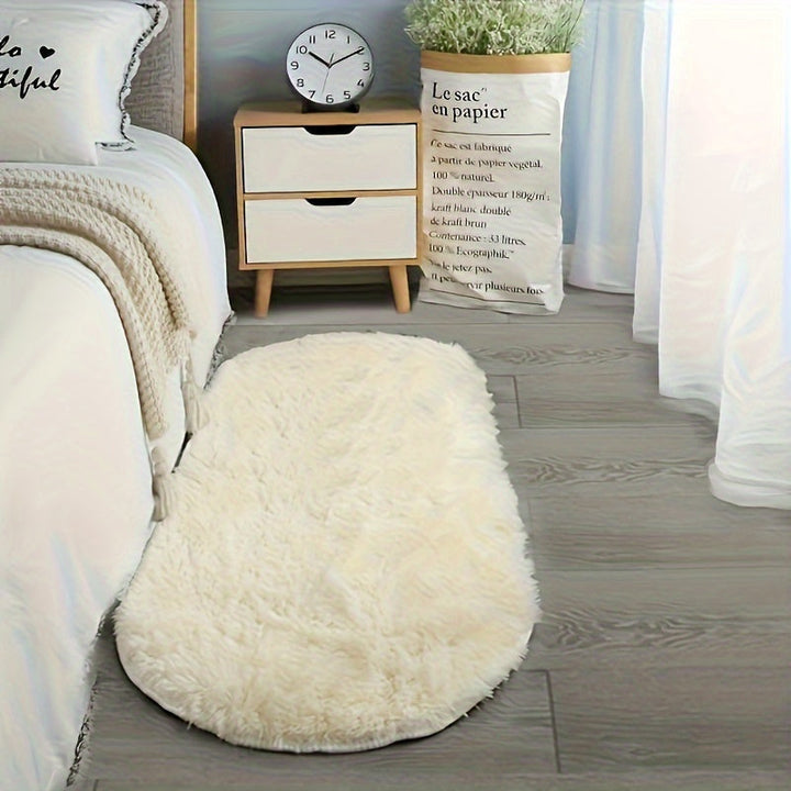LumoNiva: Tappeto moderno ovale dallo stile neutro, confortevole sotto i piedi – per camere da letto e spazi piccoli