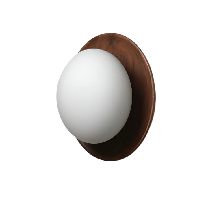 LumoNordic: Elegante Applique LED 1-fiamma con base in legno e sfera di vetro – ideale per soggiorno e ingresso