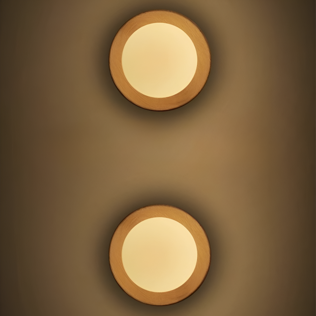 LumoNordic: Elegante Applique LED 1-fiamma con base in legno e sfera di vetro – ideale per soggiorno e ingresso