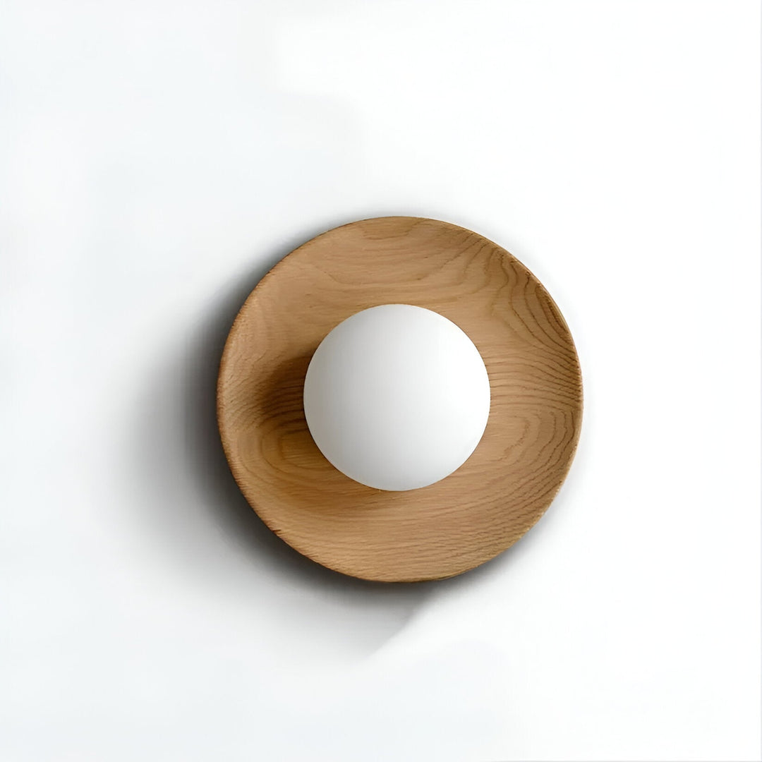 LumoNordic: Elegante Applique LED 1-fiamma con base in legno e sfera di vetro – ideale per soggiorno e ingresso