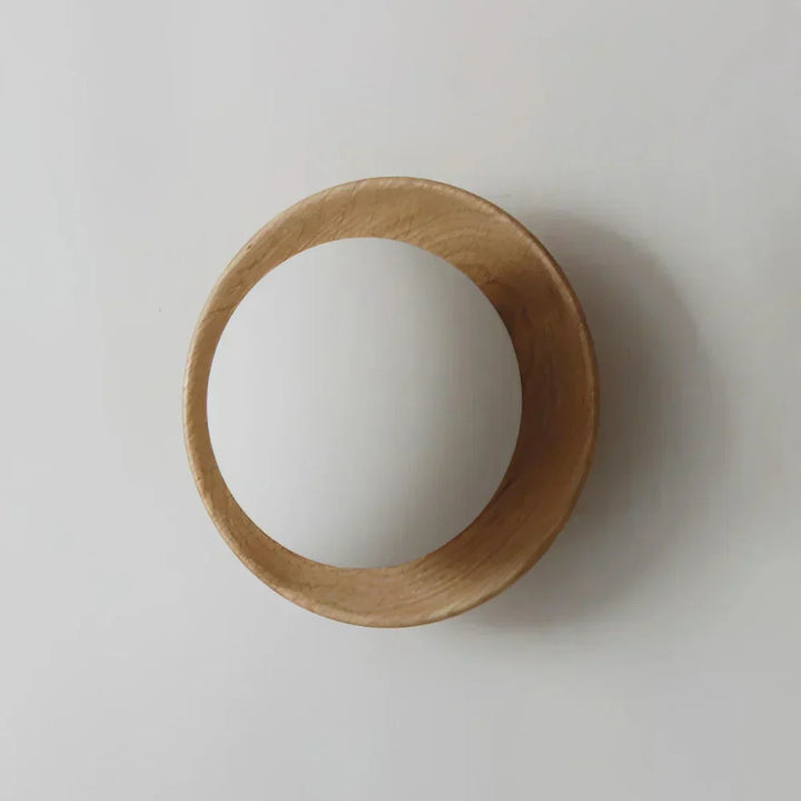 LumoNordic: Elegante Applique LED 1-fiamma con base in legno e sfera di vetro – ideale per soggiorno e ingresso
