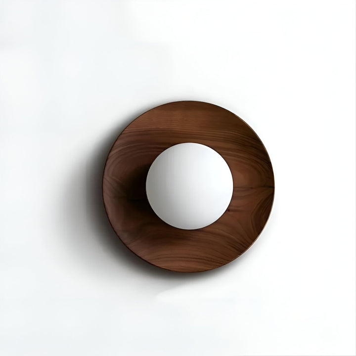 LumoNordic: Elegante Applique LED 1-fiamma con base in legno e sfera di vetro – ideale per soggiorno e ingresso