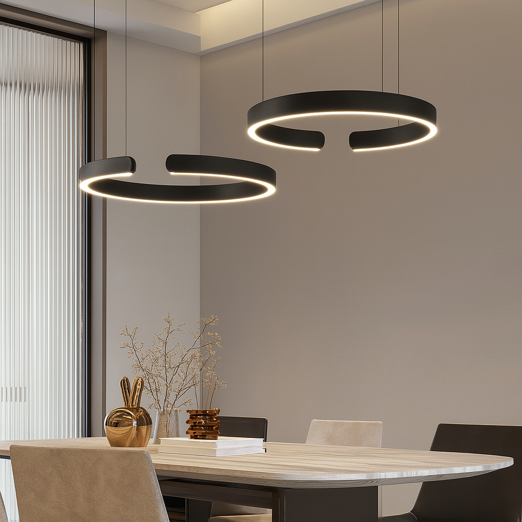 LumoRing: Moderno Lampadario a LED a Forma di Anello – Lampada Sospesa Elegante per Sala da Pranzo e Soggiorno