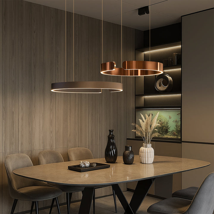 LumoRing: Moderno Lampadario a LED a Forma di Anello – Lampada Sospesa Elegante per Sala da Pranzo e Soggiorno