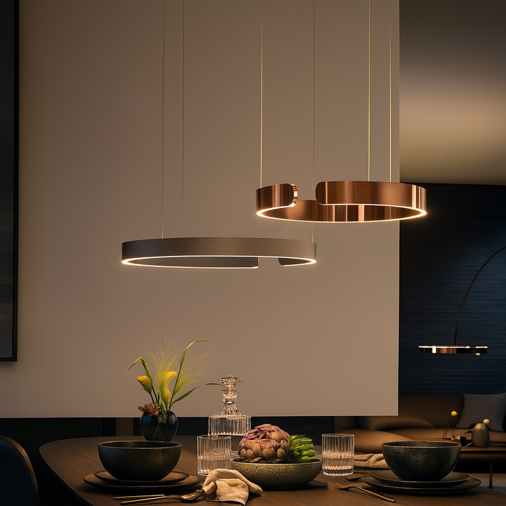 LumoRing: Moderno Lampadario a LED a Forma di Anello – Lampada Sospesa Elegante per Sala da Pranzo e Soggiorno