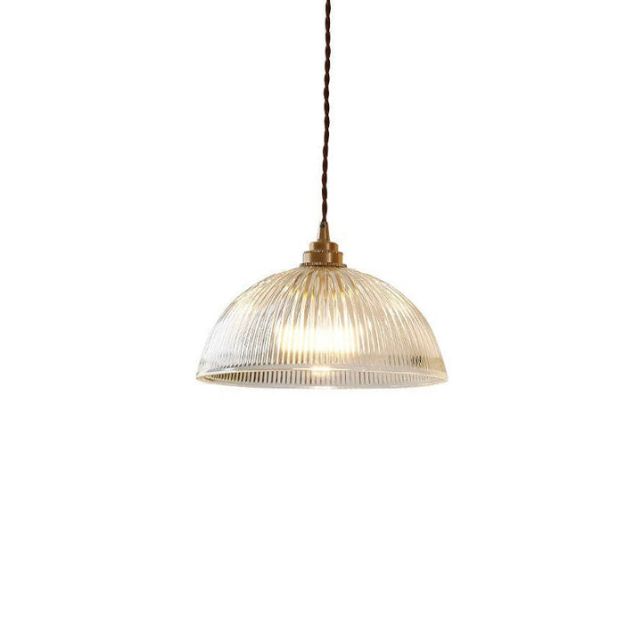 LumoRipp: Lampada a sospensione in vetro moderna con paralume rigato e sospensione regolabile in altezza – ideale per soggiorno e zona pranzo