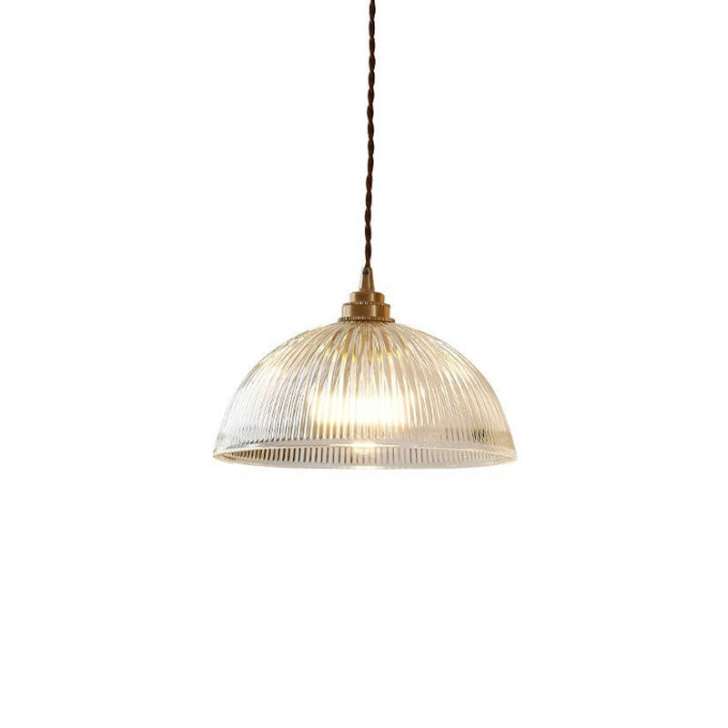LumoRipp: Lampada a sospensione in vetro moderna con paralume rigato e sospensione regolabile in altezza – ideale per soggiorno e zona pranzo