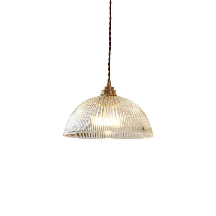 LumoRipp: Lampada a sospensione in vetro moderna con paralume rigato e sospensione regolabile in altezza – ideale per soggiorno e zona pranzo