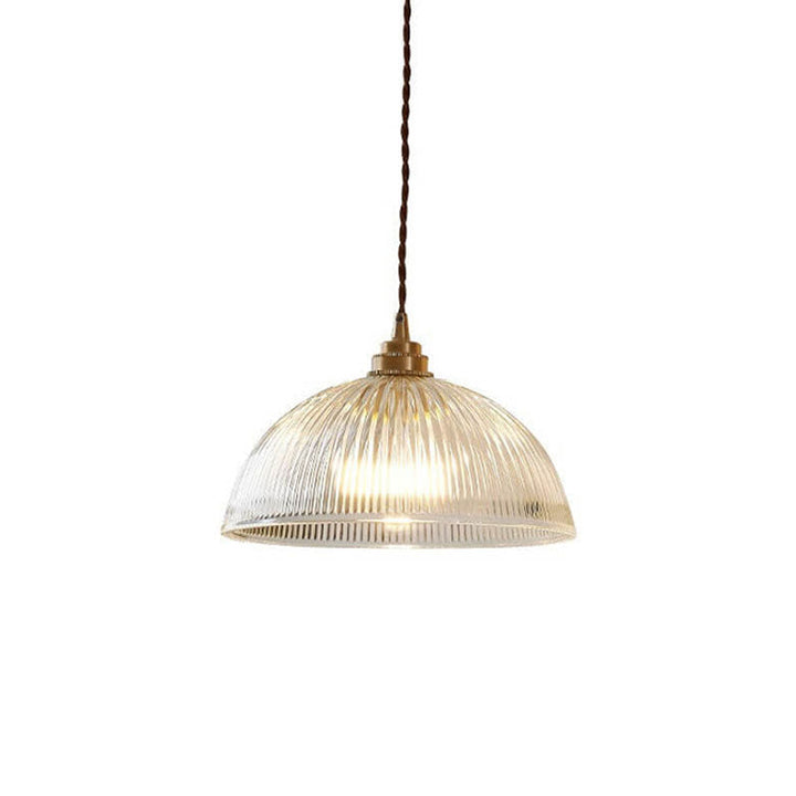 LumoRipp: Lampada a sospensione in vetro moderna con paralume rigato e sospensione regolabile in altezza – ideale per soggiorno e zona pranzo