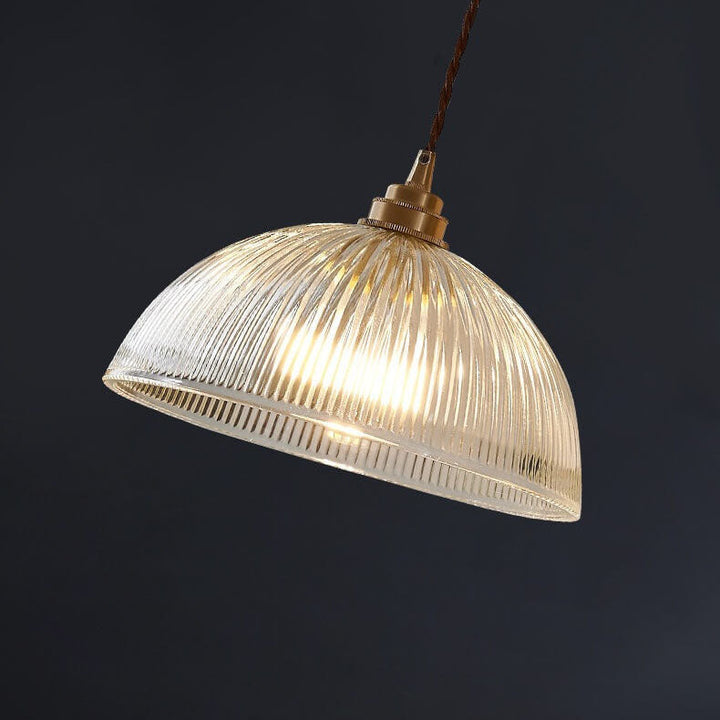 LumoRipp: Lampada a sospensione in vetro moderna con paralume rigato e sospensione regolabile in altezza – ideale per soggiorno e zona pranzo