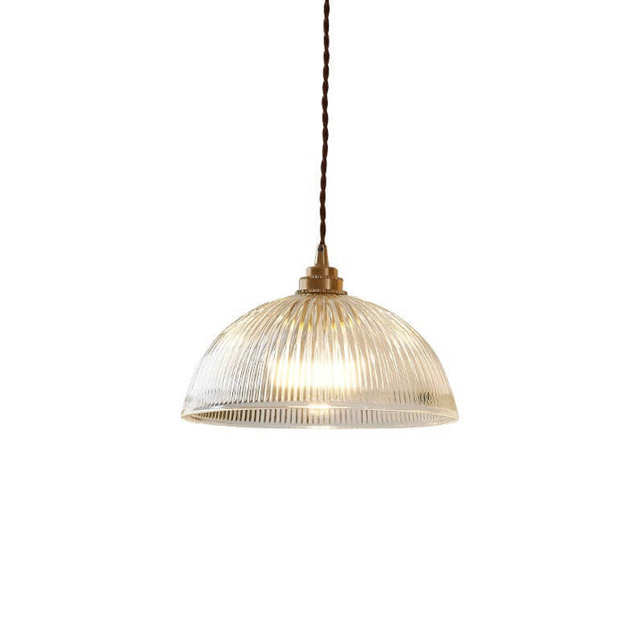 LumoRipp: Lampada a sospensione in vetro moderna con paralume rigato e sospensione regolabile in altezza – ideale per soggiorno e zona pranzo