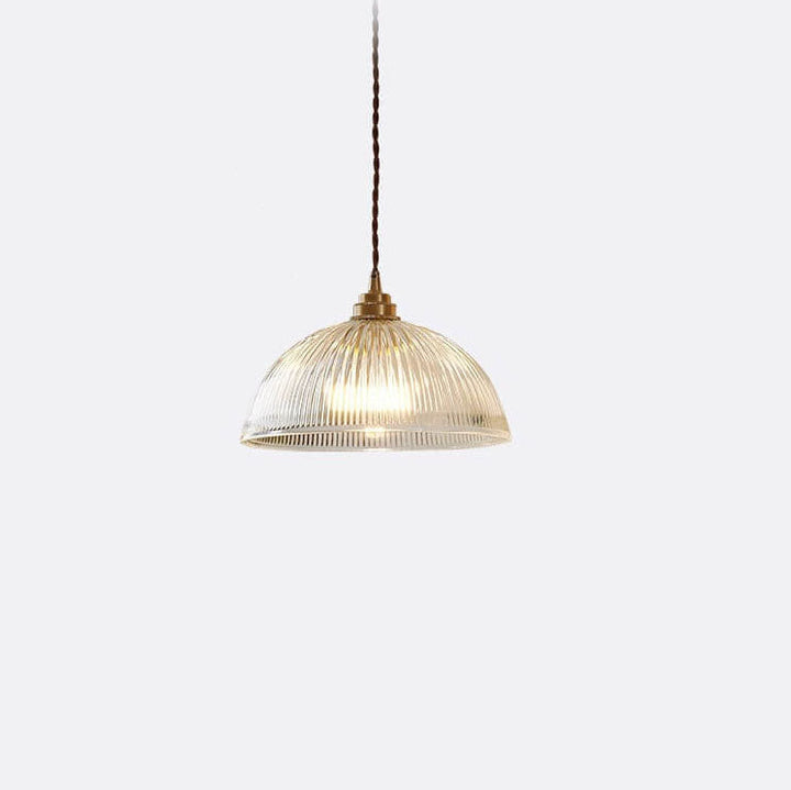LumoRipp: Lampada a sospensione in vetro moderna con paralume rigato e sospensione regolabile in altezza – ideale per soggiorno e zona pranzo