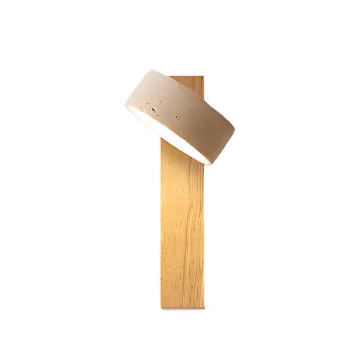 LumoTerra: Elegante Applique LED 1-fiamma in Pietra Naturale Travertino e Legno – per Soggiorno e Corridoio