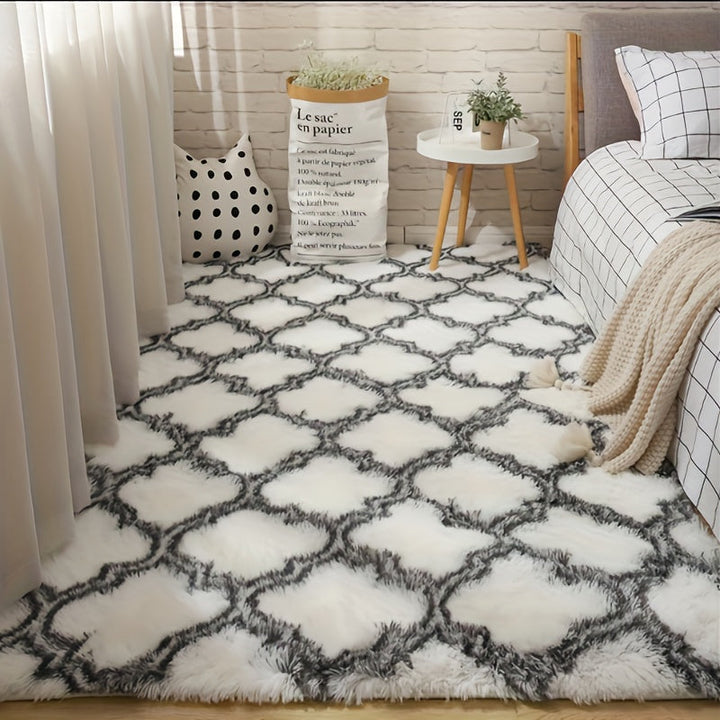 LumoValea: Tappeto a pelo lungo stampato morbido rettangolare – decorativo per camera da letto e soggiorno