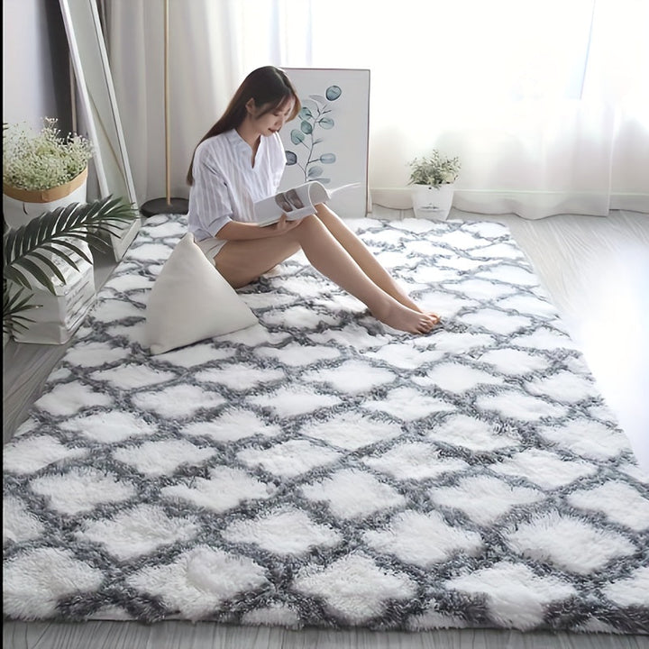 LumoValea: Tappeto a pelo lungo stampato morbido rettangolare – decorativo per camera da letto e soggiorno