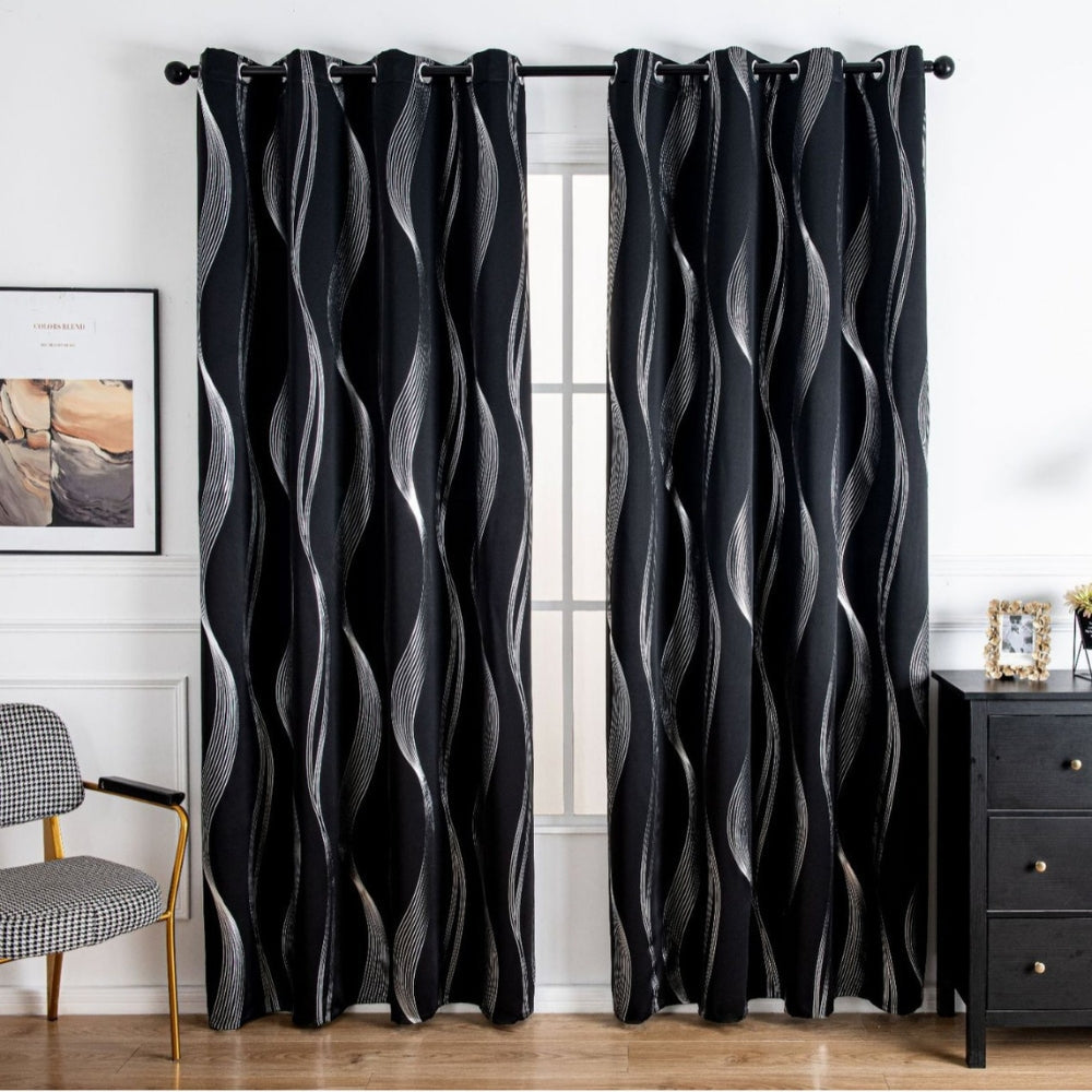 LumoWelle: Tenda oscurante con moderno motivo a onde – elegante per camere da letto e soggiorni