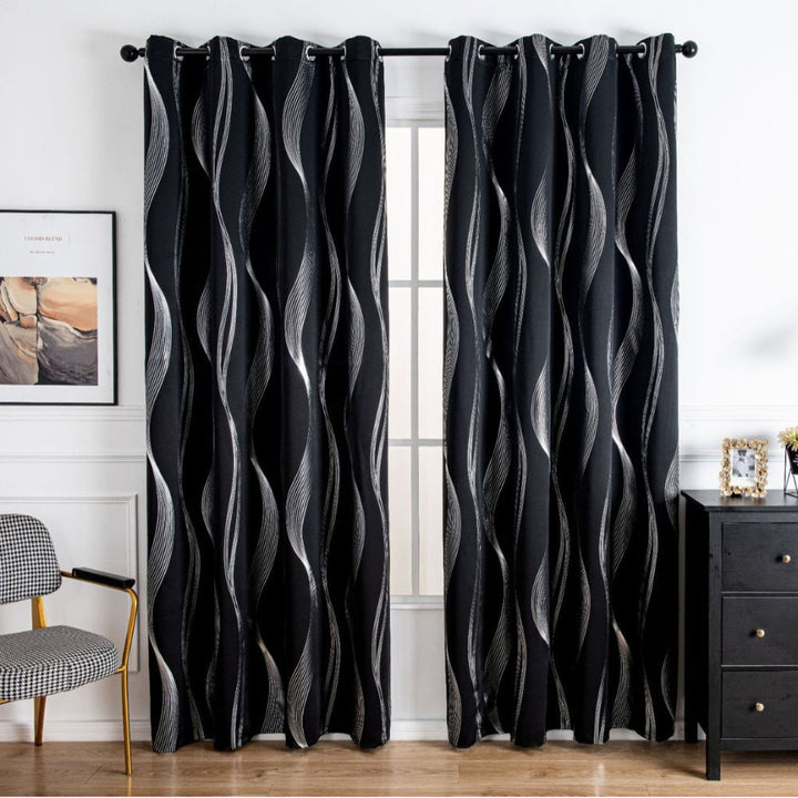 LumoWelle: Tenda oscurante con moderno motivo a onde – elegante per camere da letto e soggiorni