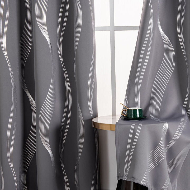 LumoWelle: Tenda oscurante con moderno motivo a onde – elegante per camere da letto e soggiorni