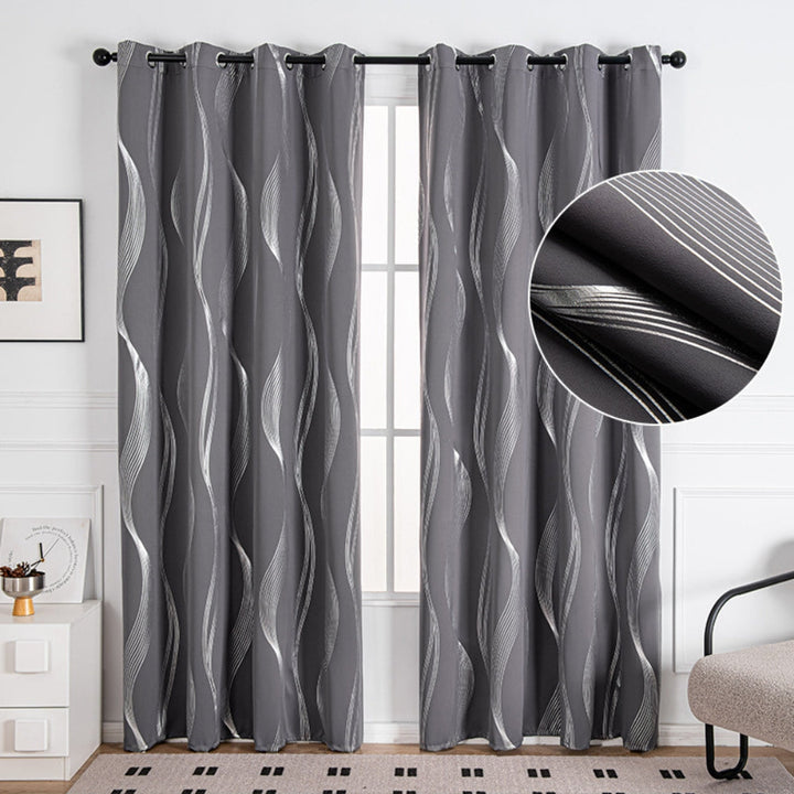 LumoWelle: Tenda oscurante con moderno motivo a onde – elegante per camere da letto e soggiorni