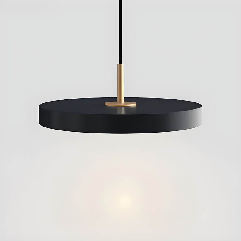 Lumora: Lampada a sospensione LED piatta in alluminio con schermo in acrilico a forma di UFO – per ambienti moderni